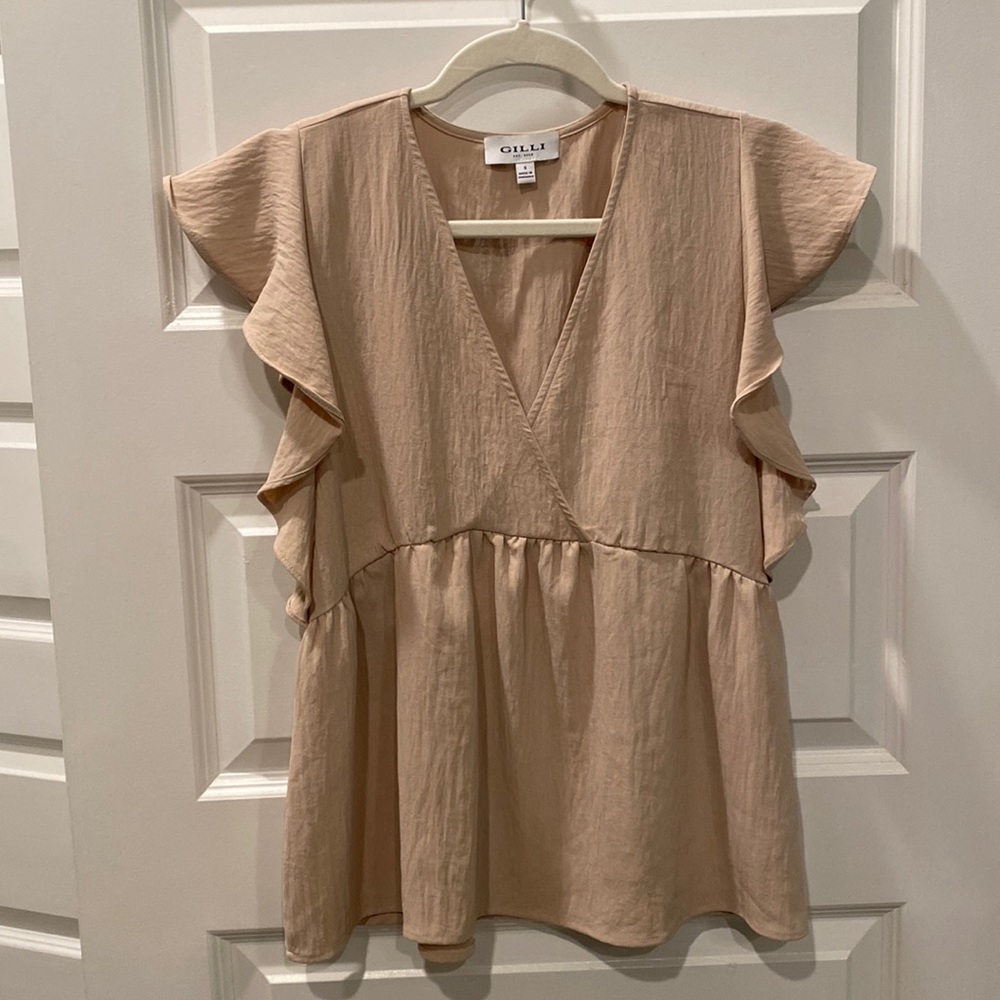 Gilli Tan Babydoll Blouse